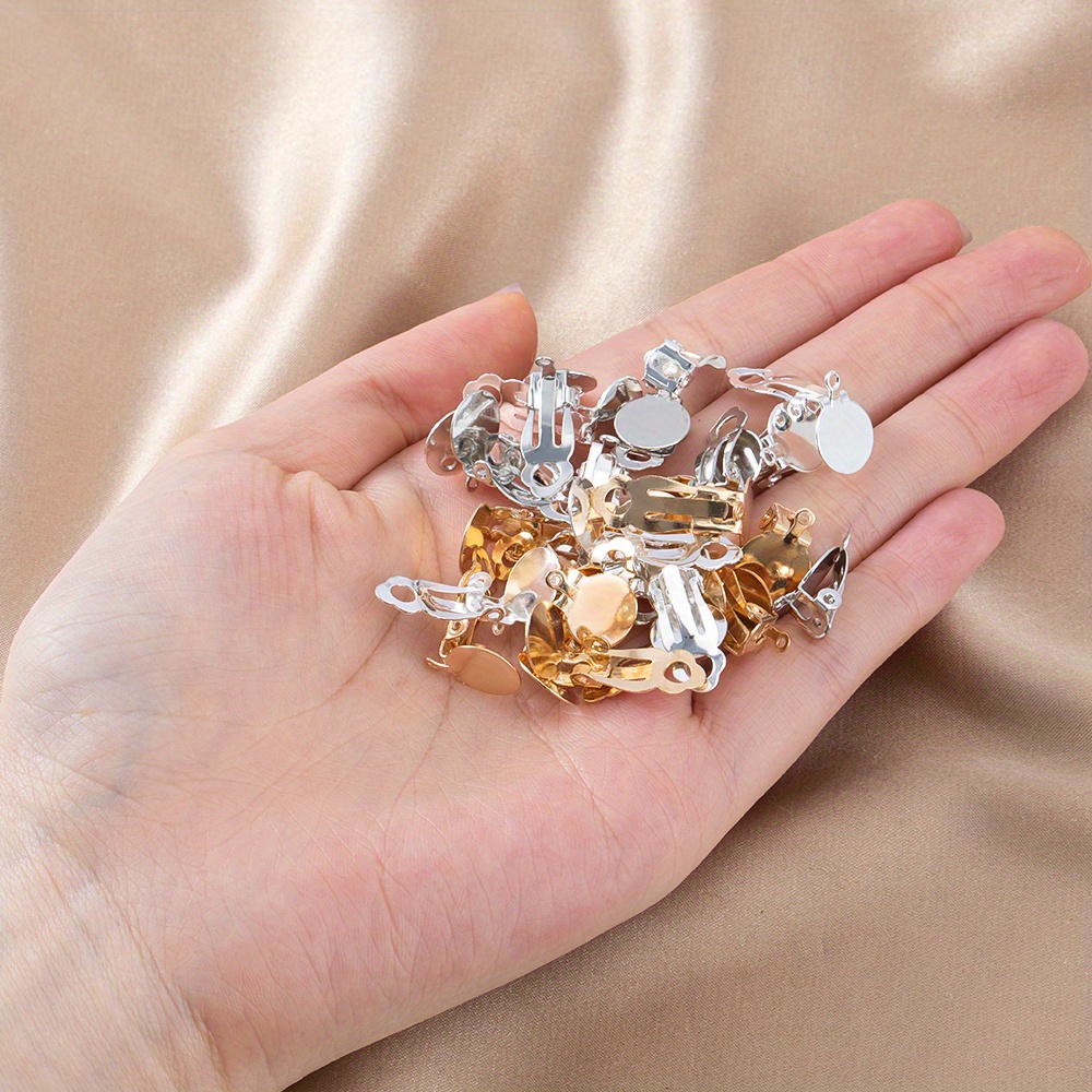 50pcs Fashion Frog Round Blank Ear Clip Base, DIY Supplies